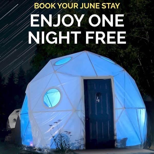 buy 2 nights get the third free - domes June